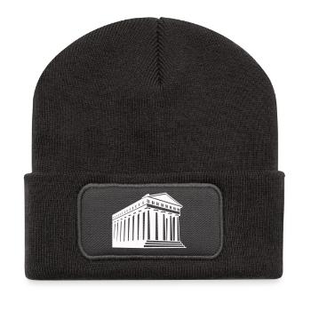 Antike griechische Tempelillustration - Recycelte Patch Beanie - Dunkelgrau - Vorne