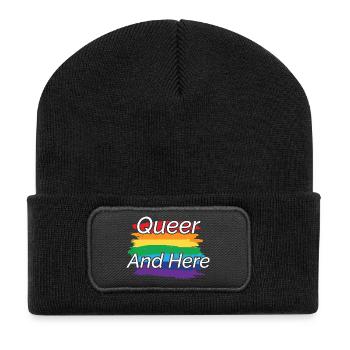 Queer Pride Rainbow Design - Recycled Patch Beanie - black - Front