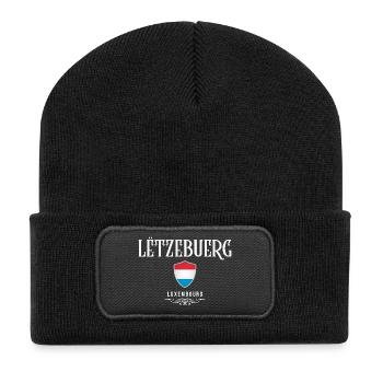 Luxembourg flag, I love Luxembourg - Recycled Patch Beanie - black - Front