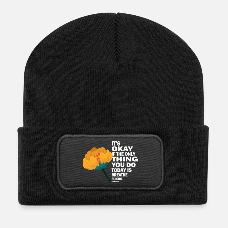 Its Okay If The Only Thing Is Breath - Recycled Patch Beanie - black