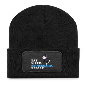 Eat Sleep Snowboard Repeat - Recycelte Patch Beanie - Schwarz - Vorne
