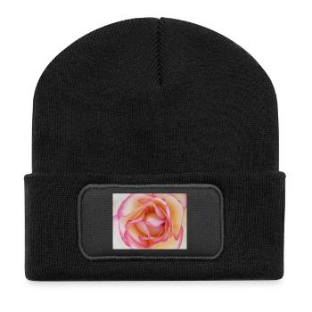 Fleur de rose rose pâle gros plan - Beanie recyclé à patch - noir - Devant
