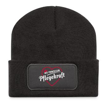 Nix Prinzessin - Pflegekraft - Geschenk - Recycelte Patch Beanie - Dunkelgrau - Vorne