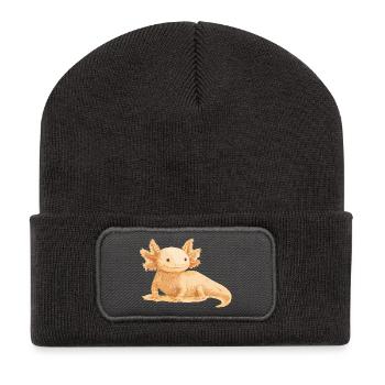 Realistic Axolotl – Detailed Illustration - Recycled Patch Beanie - dark grey - Front