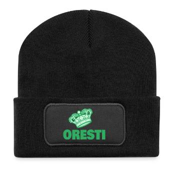 Geschenk für Oresti - Recycelte Patch Beanie - Schwarz - Vorne