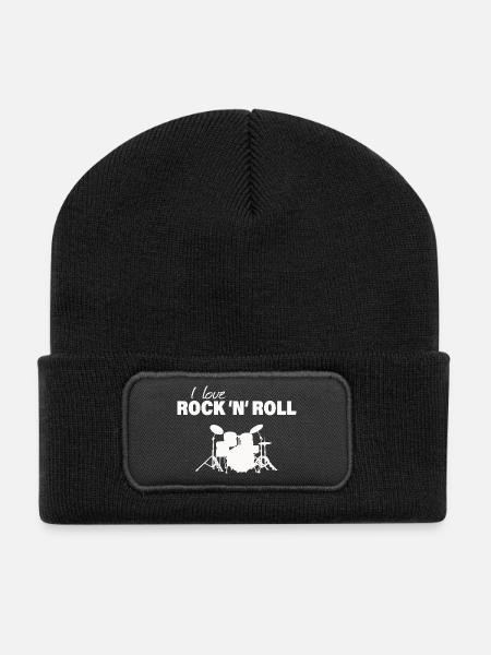 ROCK AND ROLL - Recycelte Patch Beanie - Schwarz