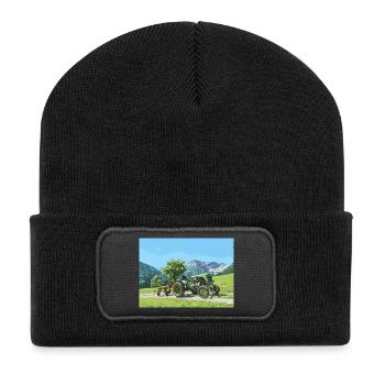 Tracteur Vintage Vert Paysage Alpin 15er Steyr - Beanie recyclé à patch - noir - Devant