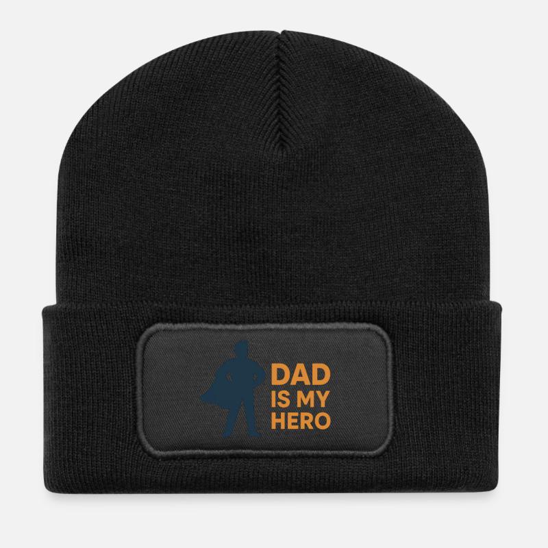 Vaterheld Cape Motiv - Recycelte Patch Beanie - Schwarz