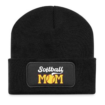 Softball Mama Pride Grafik - Recycelte Patch Beanie - Schwarz - Vorne