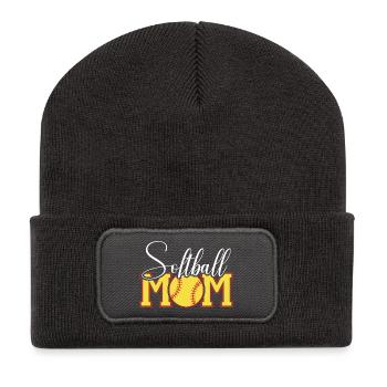 Emblème de maman de softball - Beanie recyclé à patch - charbon - Devant