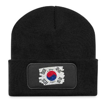 K-Wave Vibes Corée Drapeau Mosaïque Design - Beanie recyclé à patch - noir - Devant
