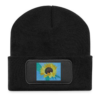Sonnenblume Bunte Malerei Kunst - Recycelte Patch Beanie - Schwarz - Vorne