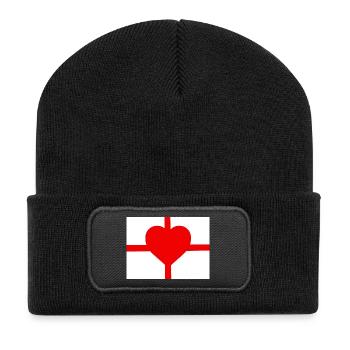 Herzkreuz Minimalistisches Emblem - Recycelte Patch Beanie - Schwarz - Vorne