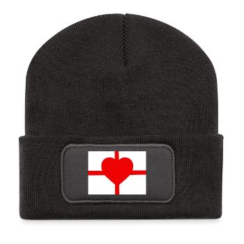 Heart Cross Minimalist Emblem - Recycled Patch Beanie - dark grey - Front