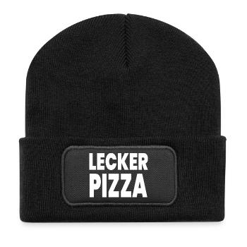 Pizza - Recycelte Patch Beanie - Schwarz - Vorne