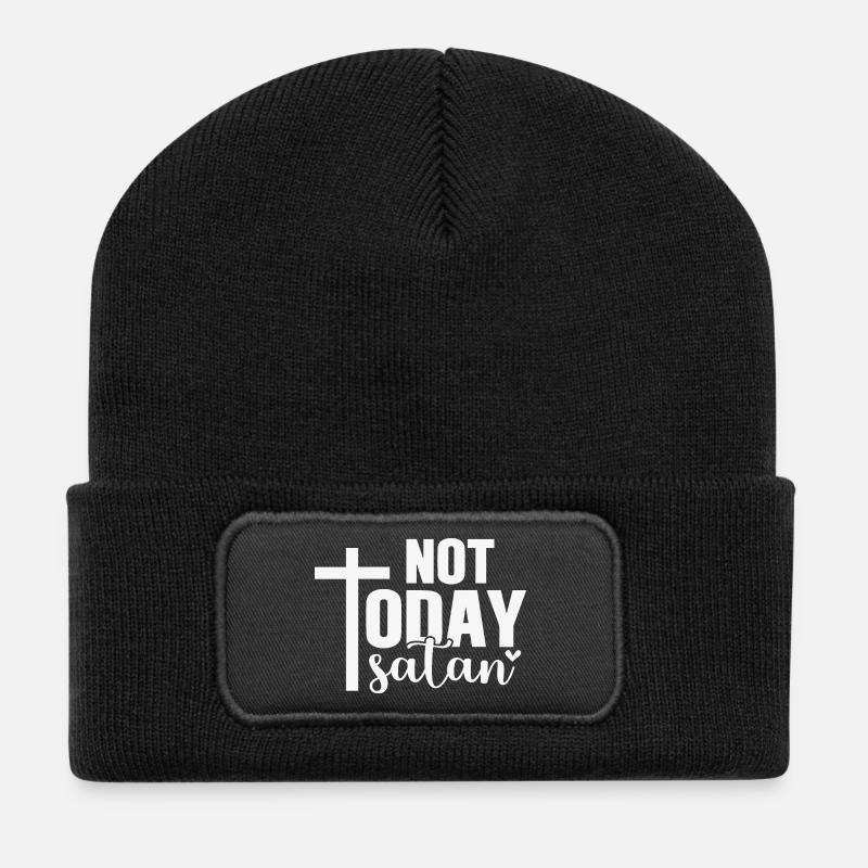 Nicht heute Satan - Recycelte Patch Beanie - Schwarz