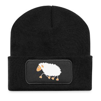 Schaf trabt zum Schäfer - Recycelte Patch Beanie - Schwarz - Vorne