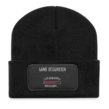 Game Design Studium Beruf Game Designerin - Recycelte Patch Beanie - Schwarz - Vorne