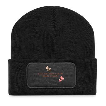 SIEH_MIT_DEN_AUGEN_EINES_KINDES - Inneres Kind - Recycelte Patch Beanie - Schwarz - Vorne