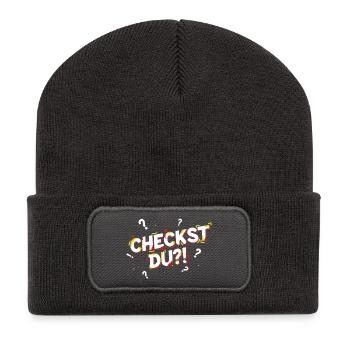 Vérifiez-vous ?! - Mot de jeunesse amusant / langage de jeunesse - Beanie recyclé à patch - charbon - Devant