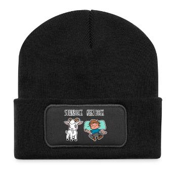 Steinbock - Kein Bock - Achtung Flachwitz! - Recycelte Patch Beanie - Schwarz - Vorne