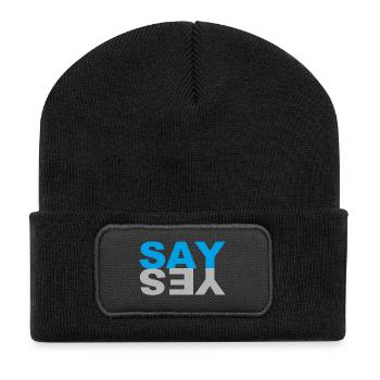 SAY YES - Recycelte Patch Beanie - Schwarz - Vorne