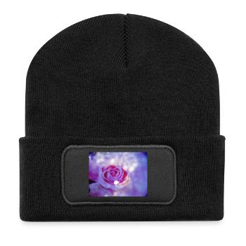 Roses helle Mehrfachbelichtung - Recycelte Patch Beanie - Schwarz - Vorne
