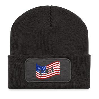 Drapeau des États-Unis - Beanie recyclé à patch - charbon - Devant