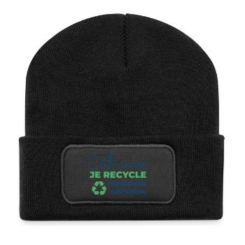 Cette année je recycle mes bonne résolutions - Beanie recyclé à patch - noir - Devant