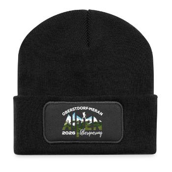 Alpenüberquerung 2026, Oberstdorf Meran, Wandern - Recycelte Patch Beanie - Schwarz - Vorne