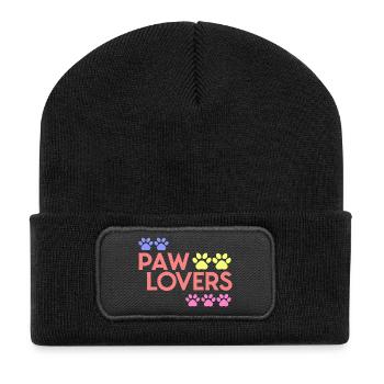 Rainbow Paw Liebhaber - Recycelte Patch Beanie - Schwarz - Vorne