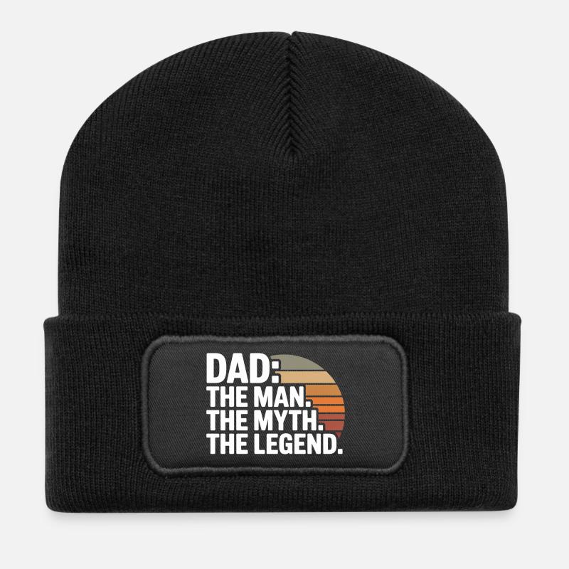 Vater Legende Sonnenuntergang - Recycelte Patch Beanie - Schwarz