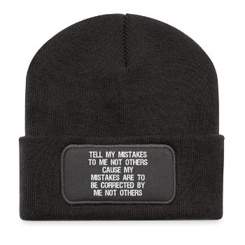 tell my mistakes to me not others cause my mistake - Recycelte Patch Beanie - Dunkelgrau - Vorne