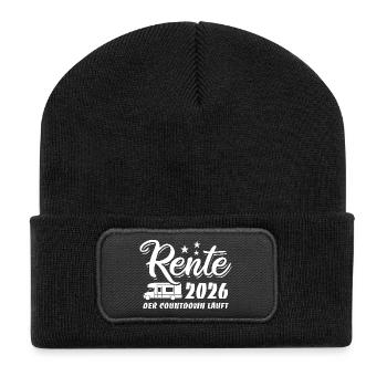 Rente 2026 - Der Countdown läuft - Camper - Recycelte Patch Beanie - Schwarz - Vorne