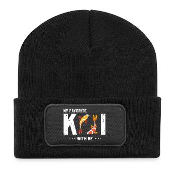 My Favorite Koi With Me Fish Lover Humor - Recycled Patch Beanie - black - Front