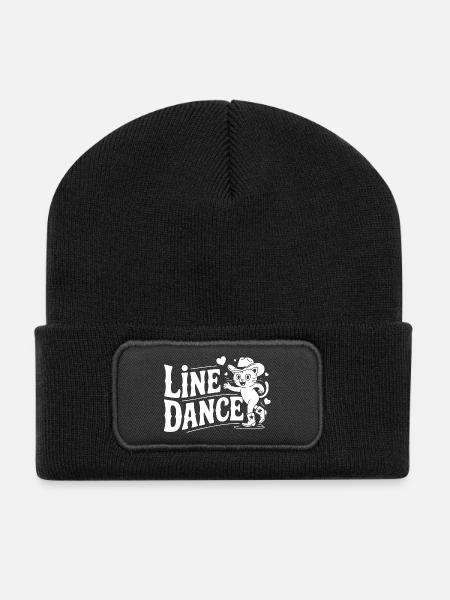 Line Dance Katze Silhouette - Recycelte Patch Beanie - Schwarz
