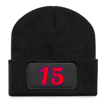 15 ANS. 15. 15 ANS. 15e ANNIVERSAIRE. ANNIVERSAIRE - Beanie recyclé à patch - noir - Devant