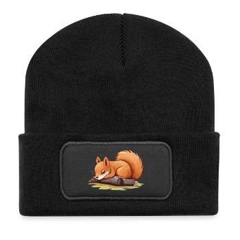 Dessin animé Animal Écureuil Mignon, Bébé Enfant - Beanie recyclé à patch - noir - Devant