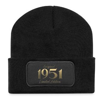 74th Birthday Original December Born 1951 - Recycled Patch Beanie - black - Front