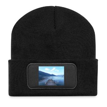 View of Lake Maggiore - Recycled Patch Beanie - black - Front