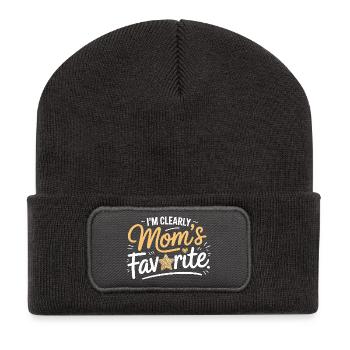 Mutters Favorit Stern Design - Recycelte Patch Beanie - Dunkelgrau - Vorne