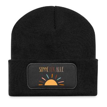 Sun for all, good mood, peace, joy - Recycled Patch Beanie - black - Front