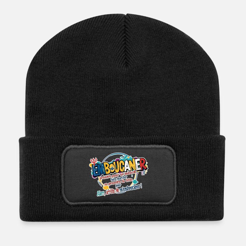 Marseille Slang Art - Emboucaner Expression Design - Beanie recyclé à patch - noir