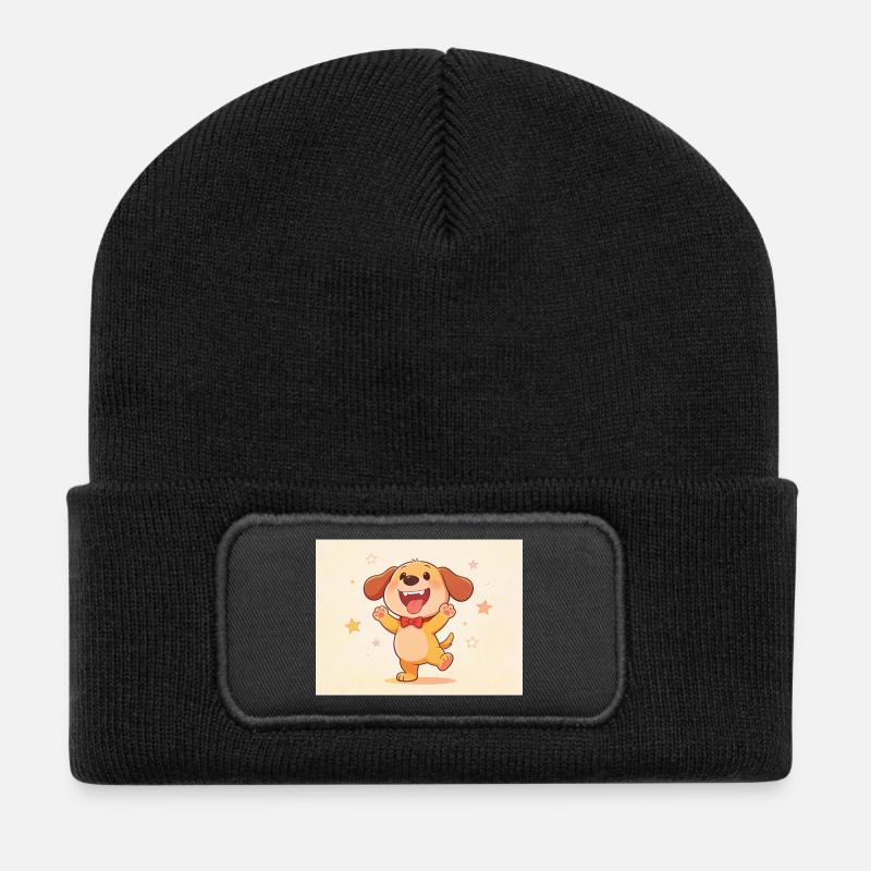 Es ist ein lustiger Hund - Recycelte Patch Beanie - Schwarz