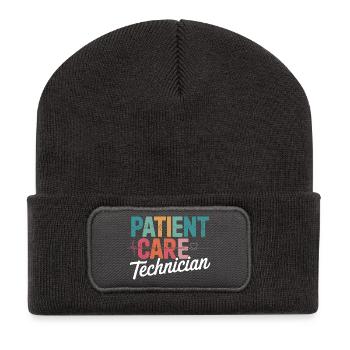 Patient Care Technician Design - Recycelte Patch Beanie - Dunkelgrau - Vorne