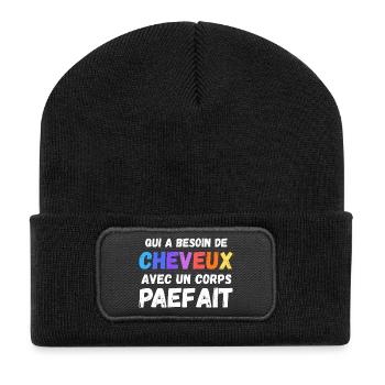Man Humour Bald Gift Man Humour Joke Baldness - Recycled Patch Beanie - black - Front