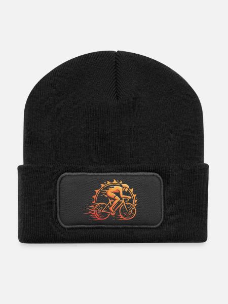 Fahrradfahrer - Recycelte Patch Beanie - Schwarz