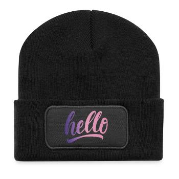 Hallo Grüße, fröhliches Farbverlauf - Recycelte Patch Beanie - Schwarz - Vorne