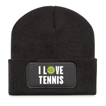 Ich liebe Tennis. - Recycelte Patch Beanie - Dunkelgrau - Vorne