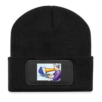 COMPUTER ADDICT MAN – Geek & Science-Fiction - Recycelte Patch Beanie - Schwarz - Vorne